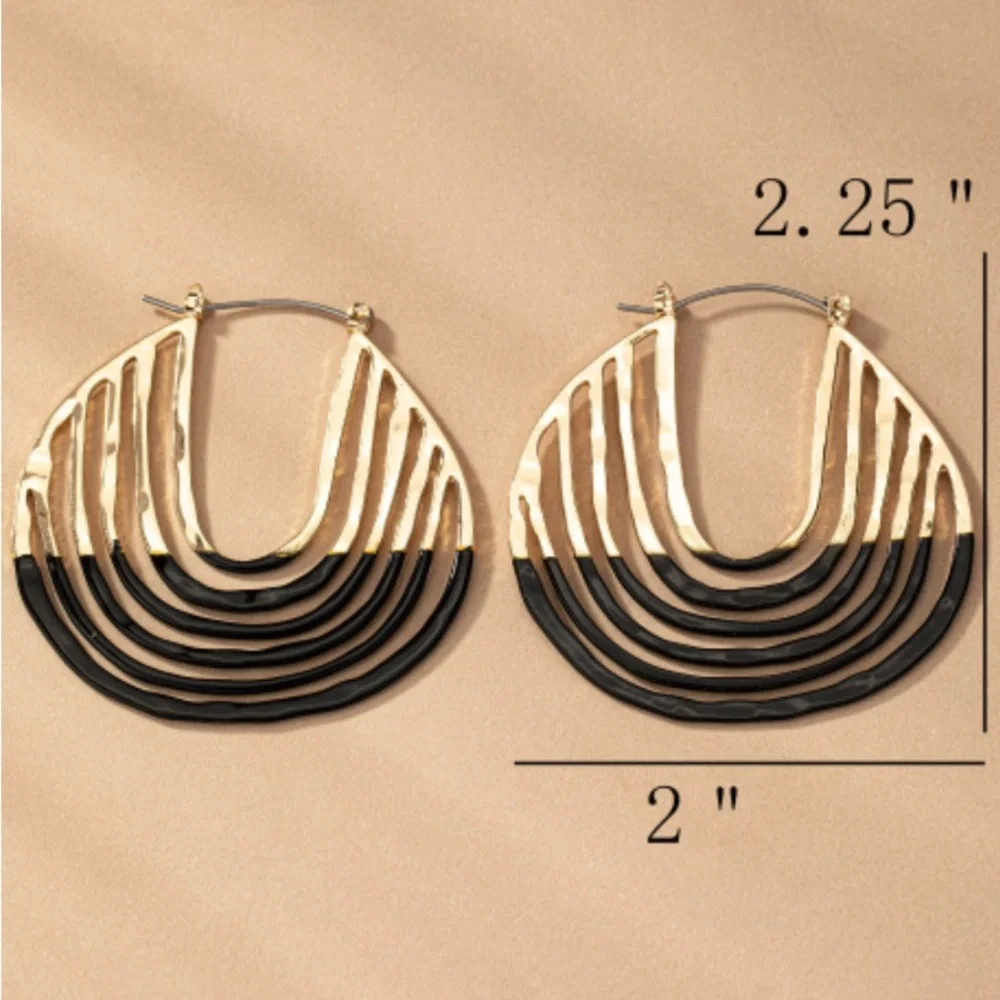 Gold and pink 6 layered hoop earrings